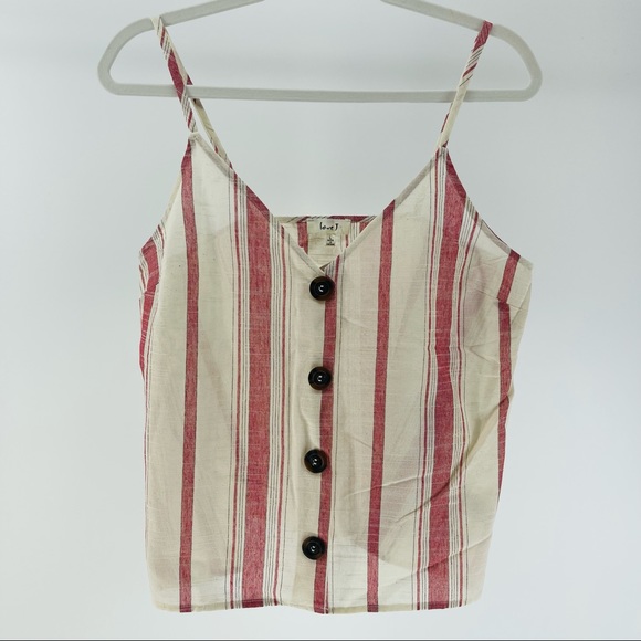 love J Tops - 3/$10 Love J Button-Front Spaghetti Strap Tank, Gauzy Linen Feel, NWT